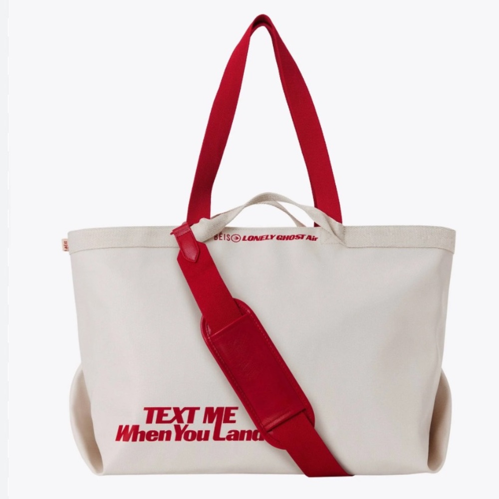 Sold out NWT Beis x The Lonely Ghost Travel Tote in Ghost White